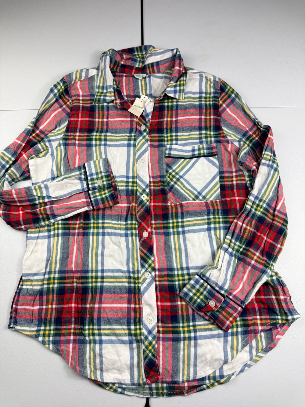 Aerie sleepwear Plaid Button-Front Shirt - Red, Green & Blue
